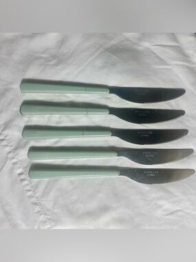 Set of 5 Mint Green Handle Stainless Butter Knives